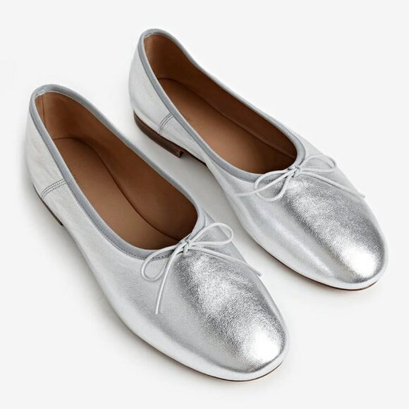 Mansur Gavriel Women's Dream Ballerina Flats Silver Size 9.5 M (MSRP $395)